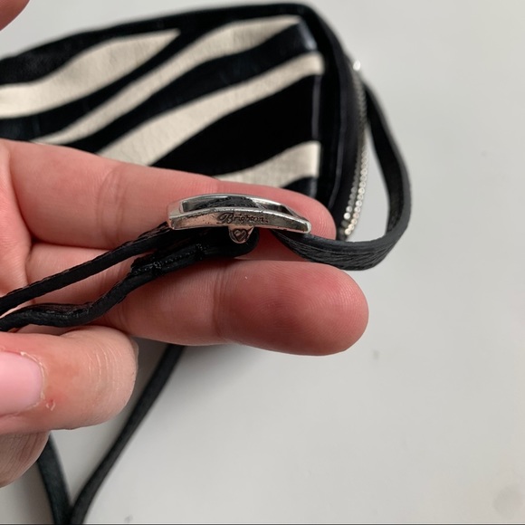 Brighton Zebra Print Leather Crossbody Bag Purse Black White Small - Picture 5 of 11